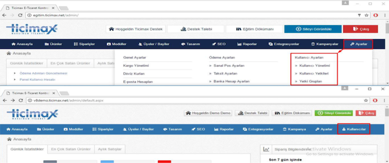 Admin Panel Menü Yapısı Yenilendi