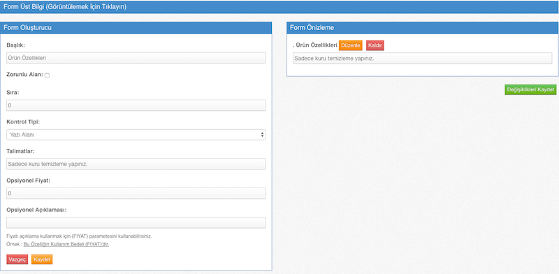 Birden fazla form ve form seçenekleri ekleme