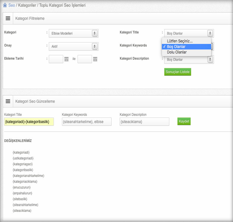 Kategori Meta Güncelleme Alan