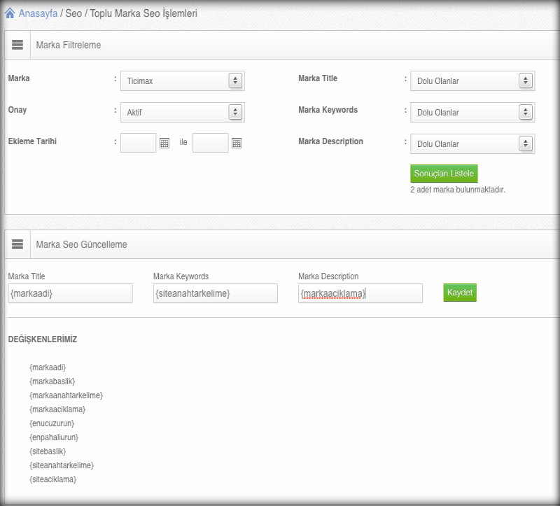 Marka Meta Güncelleme Alanı