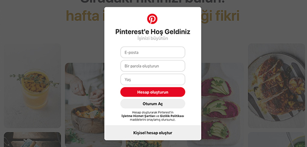 Pinterest business hesabı oluşturma adım 2