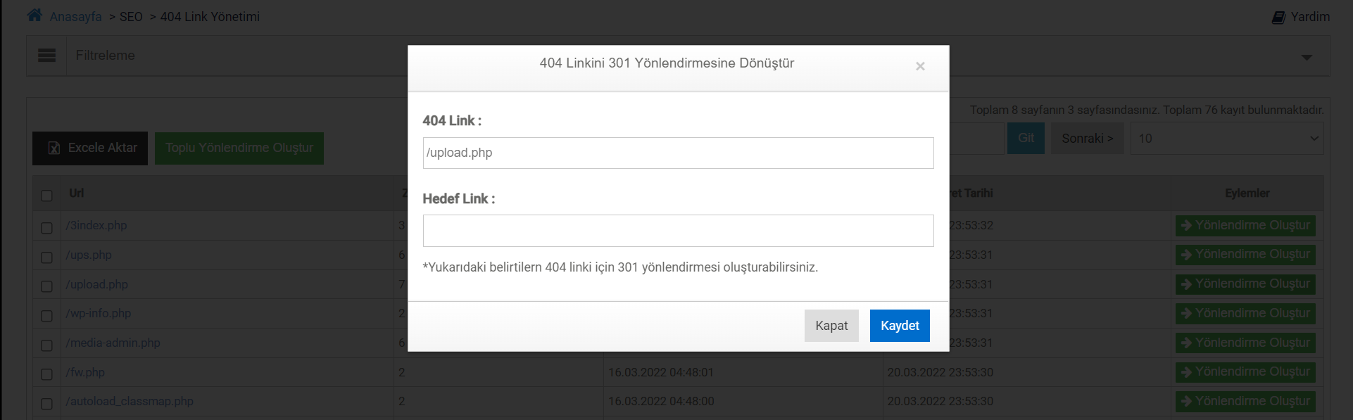 404 link sayfası