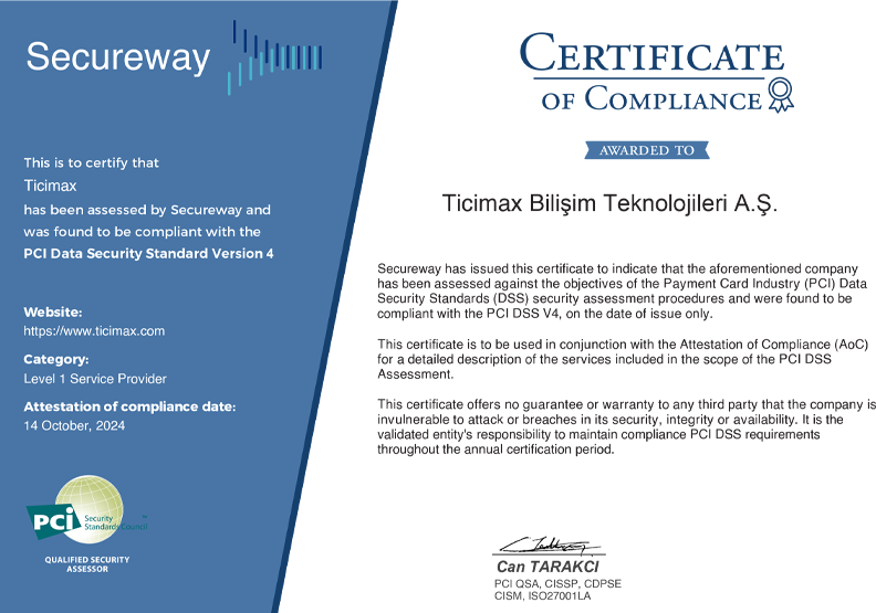 Ticimax Güvenlik Ve Kalite Belgelerimiz