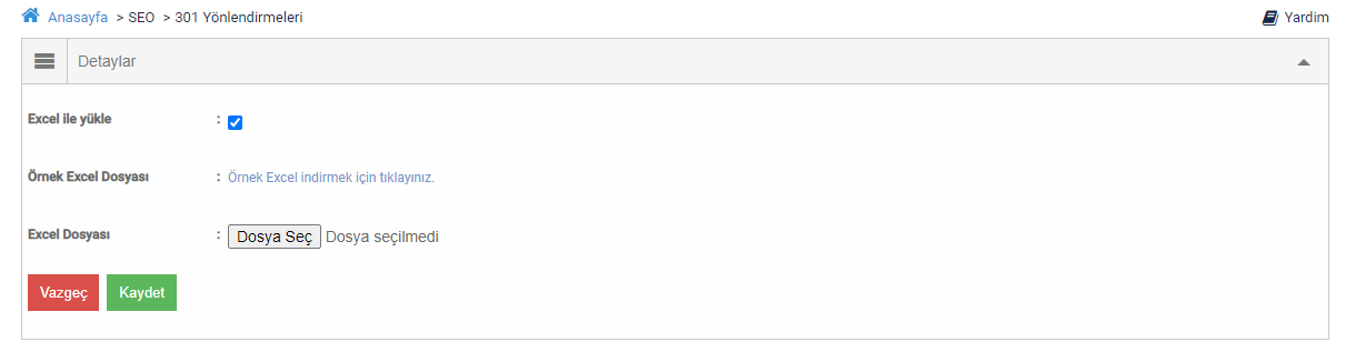 Excel ile Toplu 301 Yönlendirme Yapabilme