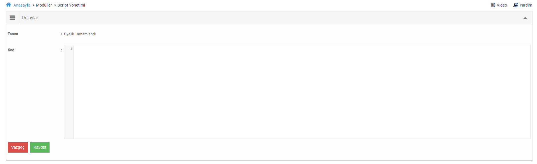 Script Yönetimi (head etiketleri Yönetimi)