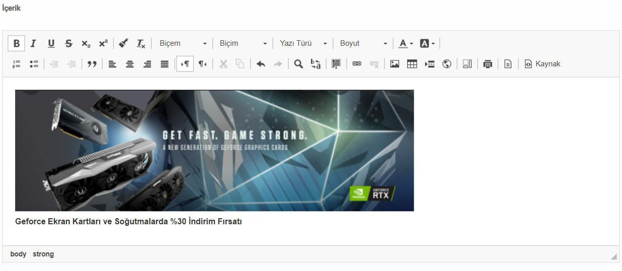 Tedarikçi Sayfa İçeriği Ekleme