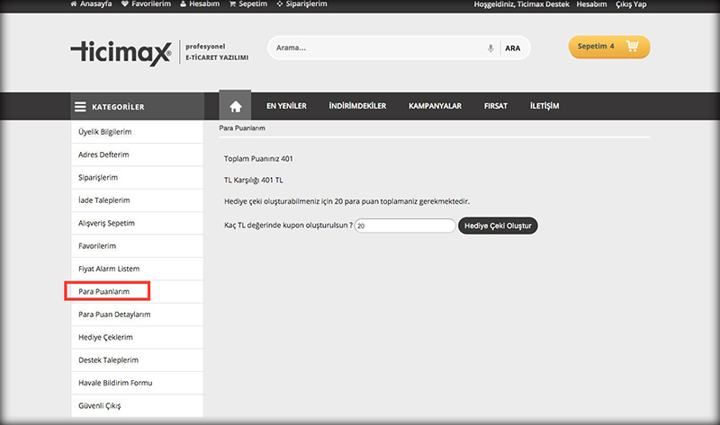Üyelik bilgilerini güncelle hediye puan kazan kampanyası geliştirildi