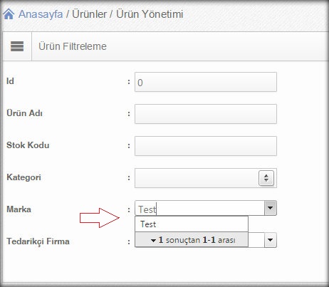 Yeni Marka Arama Görünümü