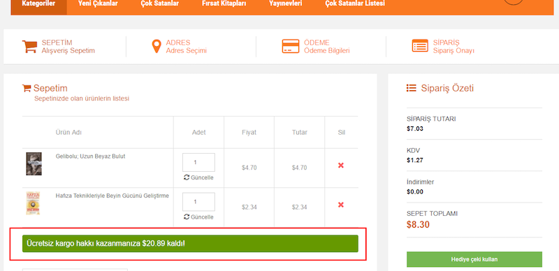 Farklı para birimlerinde ücretsiz kargo uyarısı gösterme eklendi