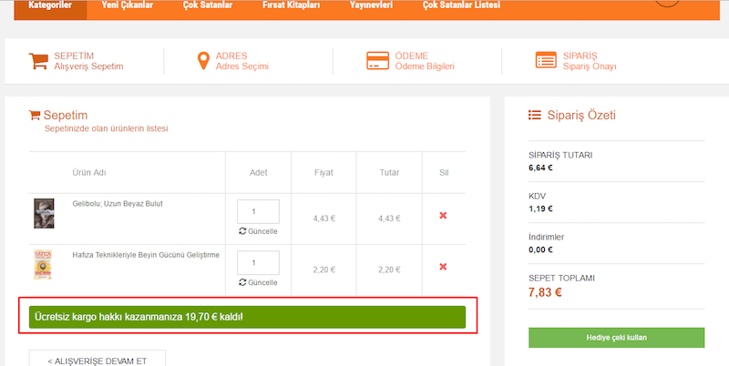 Farklı para birimlerinde ücretsiz kargo uyarısı gösterme eklendi