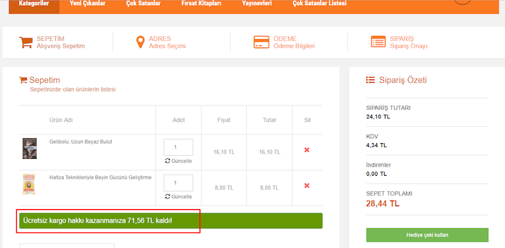 Farklı para birimlerinde ücretsiz kargo uyarısı gösterme eklendi TL