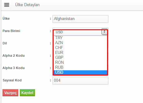 Ülke Yönetimine Göre Para Birimi 
